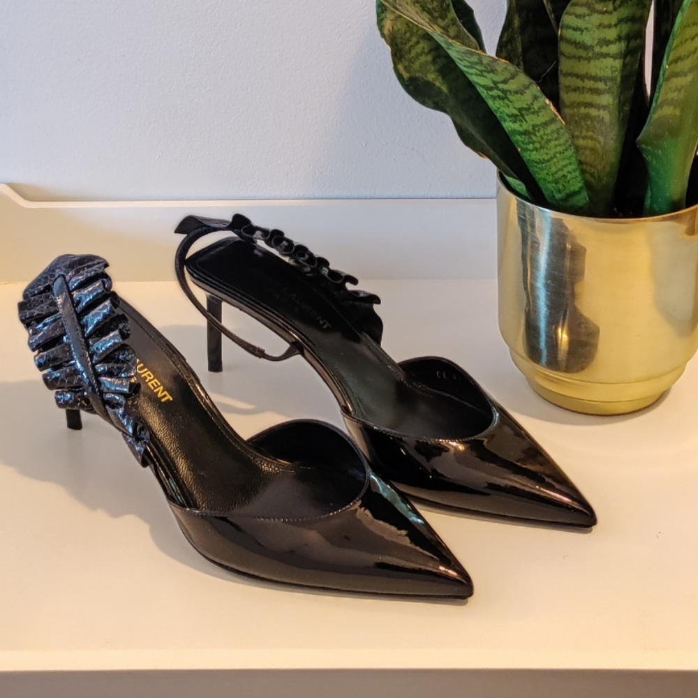 Saint Laurent Edie Slingback Patent Heels